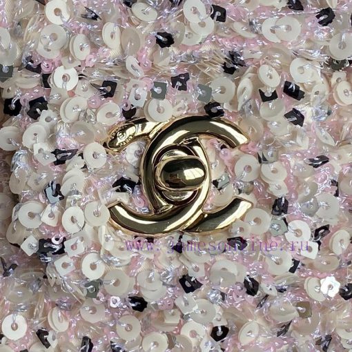 Chanel Bag Chanel 24K runway AS4298 sequin stripe CFPink and white sequins interweave with e ced2evjn - Image 4