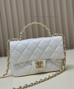 Chanel Bag 𝟮𝟯𝐒𝐂𝐅𝐌𝐢𝐧𝐢 Handheld Lid BagOil wax sheepskin material is brighter and more durable tapea171