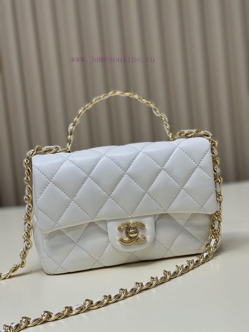 Chanel Bag 𝟮𝟯𝐒𝐂𝐅𝐌𝐢𝐧𝐢 Handheld Lid BagOil wax sheepskin material is brighter and more durable tapea171 - Image 2