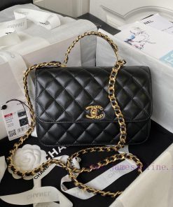 Chanel Bag Chanel 23B new black gold handle AS4307 leather chain and diamond patterned manda hlrpp5bw