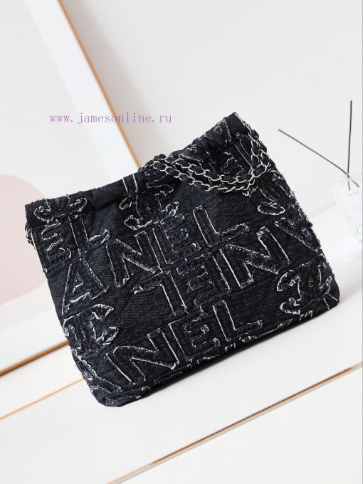 Chanel Bag 24A denim embroidered letters with a vintage feel. The 22 bags of denim have been 1hew50sm - Image 6