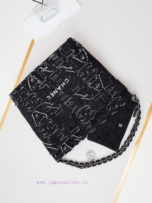 Chanel Bag 24A denim embroidered letters with a vintage feel. The 22 bags of denim have been indya1vk - Image 8