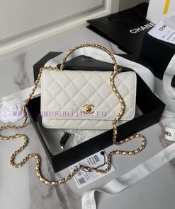 Chanel Bag  Chanel 🧩 24A Woc Handle A4062 Particle Leather with Metal Braided Handle Design, gnlyxmlz