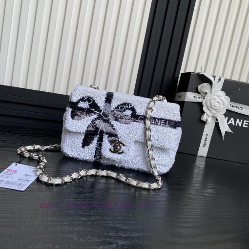 Chanel Bag Chanel 24B limited edition AS4418 bow CF black and white sequins, with a sparklin 629sgqlo - Image 2