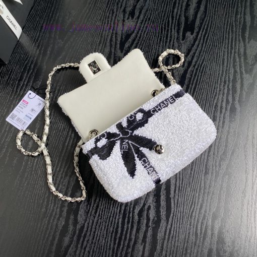 Chanel Bag Chanel 24B limited edition AS4418 bow CF black and white sequins, with a sparklin 629sgqlo - Image 7
