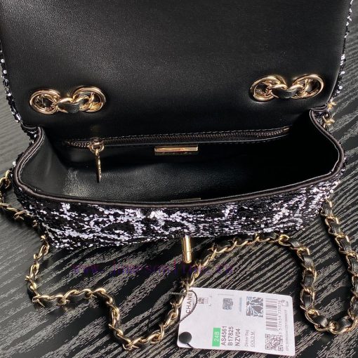 Chanel Bag Chanel 24B Limited Edition AS4561 Bow CF Black and White Glitter, with its sparkl gumdxzjl - Image 9