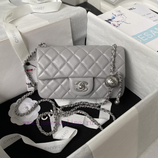Chanel Bag Silver chain Chanel AS1787 popular CF mini mouth cover bag with silver ball chain wg6h077b