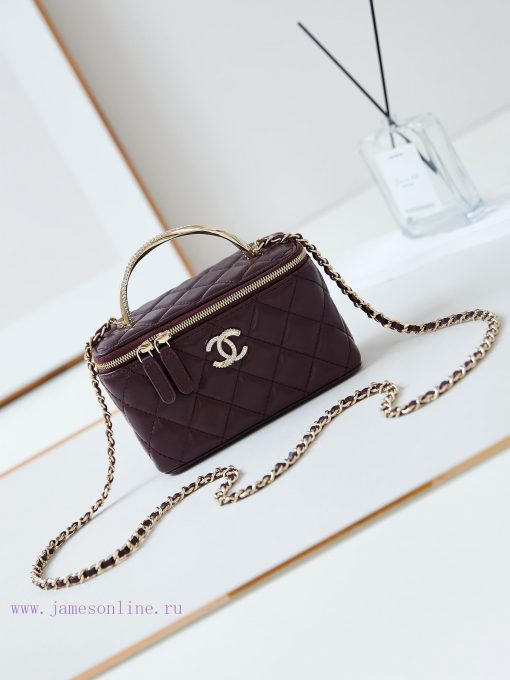 Chanel Bag 24K Limited Edition Diamond Handle Long Box Bag Makeup Slant Cross Bag with Diamo a2urj8gx