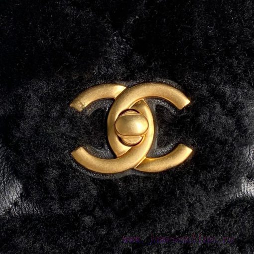 Chanel Bag Chanel 24K CF mini lambhair AS5148 super cute teddy bear 🧸 Melad colored lambskin aiobsy14 - Image 4