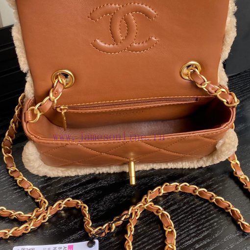 Chanel Bag Chanel 24K CF mini lambhair AS5148 super cute teddy bear 🧸 Melad colored lambskin qyhyj2v7 - Image 8