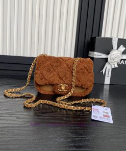 Chanel Bag Chanel 24K CF mini lambhair AS5148 super cute teddy bear 🧸 Melad colored lambskin zp3txyad