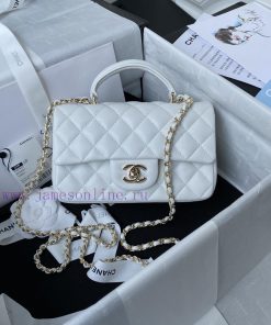 Chanel Bag Light gold Chanel 21K latest Mini CF handle handbag AS2431 classic diamond grille 7dengz4o