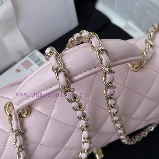 Chanel Bag Light gold Chanel 21K latest Mini CF handle handbag AS2431 classic diamond grille yac8yy43 - Image 5