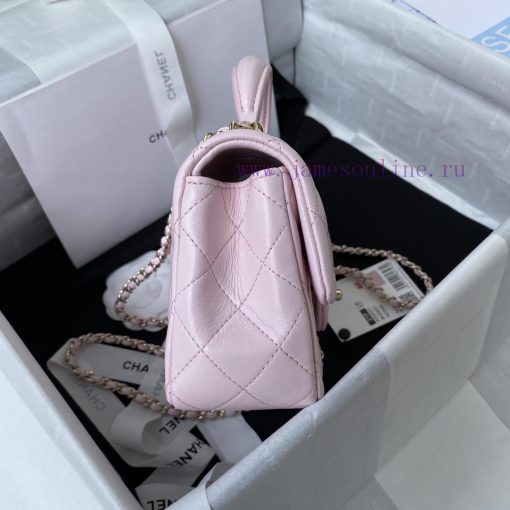 Chanel Bag Light gold Chanel 21K latest Mini CF handle handbag AS2431 classic diamond grille yac8yy43 - Image 6