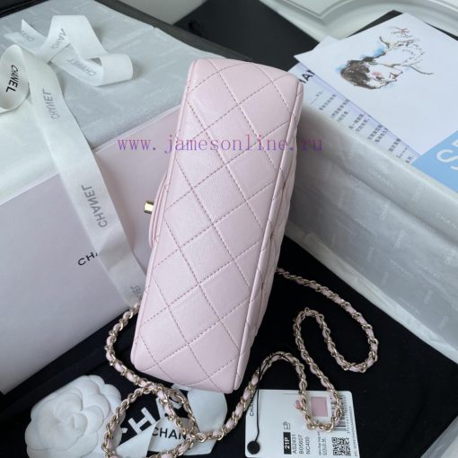 Chanel Bag Light gold Chanel 21K latest Mini CF handle handbag AS2431 classic diamond grille yac8yy43 - Image 7
