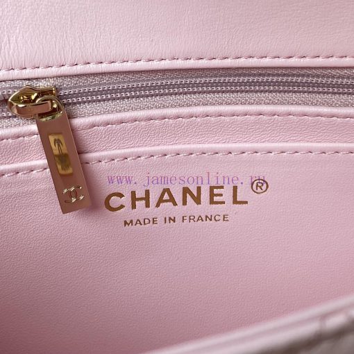 Chanel Bag Light gold Chanel 21K latest Mini CF handle handbag AS2431 classic diamond grille yac8yy43 - Image 9