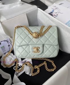 Chanel Bag Chanel 23s Camellia Adjustment Buckle Series in Light Blue 🥇 Small AS4040The main oeymib7f