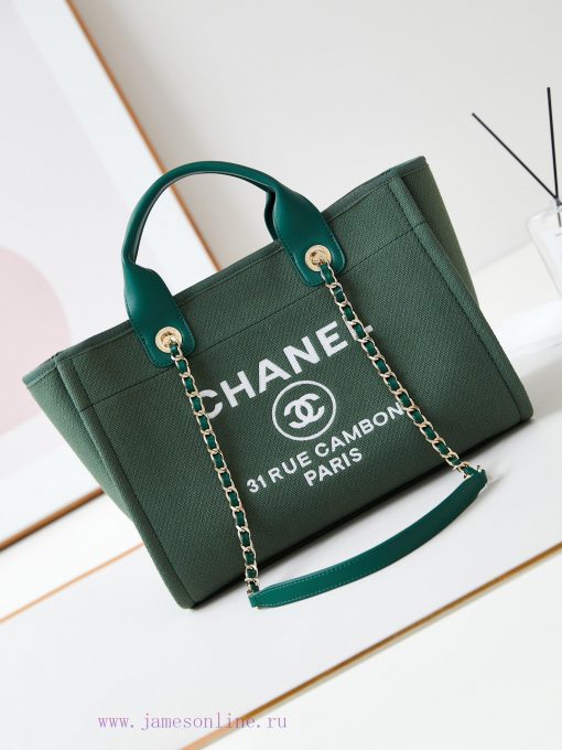Chanel Bag Beach bag with a size of 24 inches ️ Autumn and winter new color olive green 🫒 32 dpscg5ac - Image 2