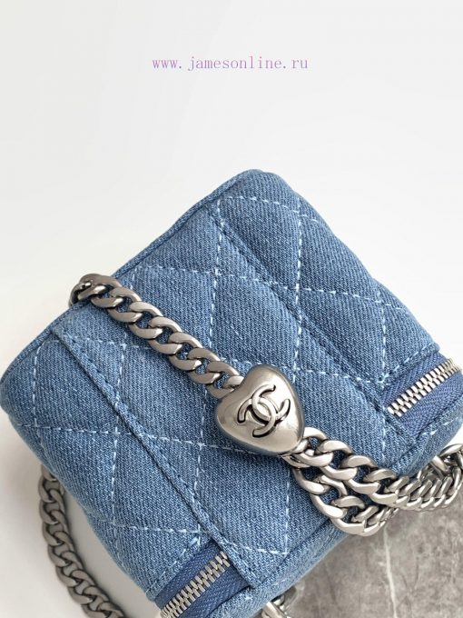 Chanel Bag 24k box bag denim fabric with the most beautiful heart adjustable buckle and adju azsmj9gr - Image 8