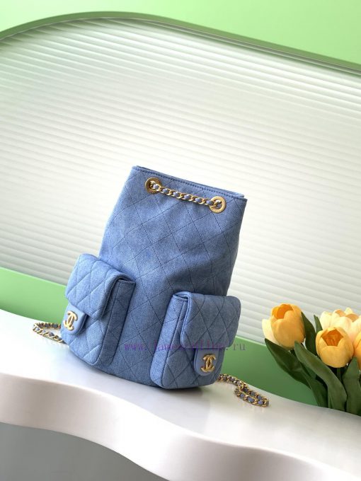 Chanel Bag 25C Early Spring Vacation Series Denim Cowboy Backpack Shoulder Strap Still Leath h6ccxgwv