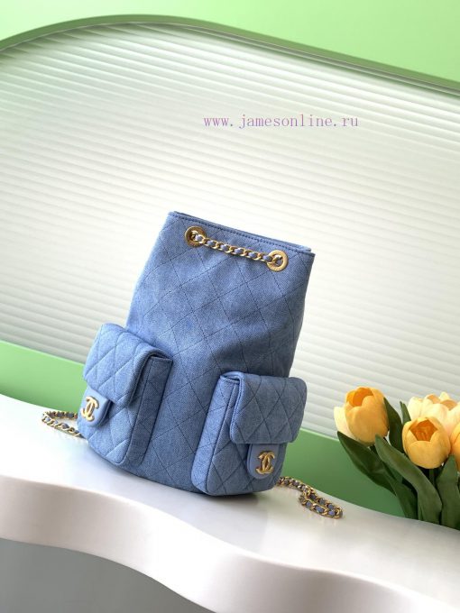 Chanel Bag 25C Early Spring Vacation Series Denim Cowboy Backpack Shoulder Strap Still Leath h6ccxgwv - Image 2