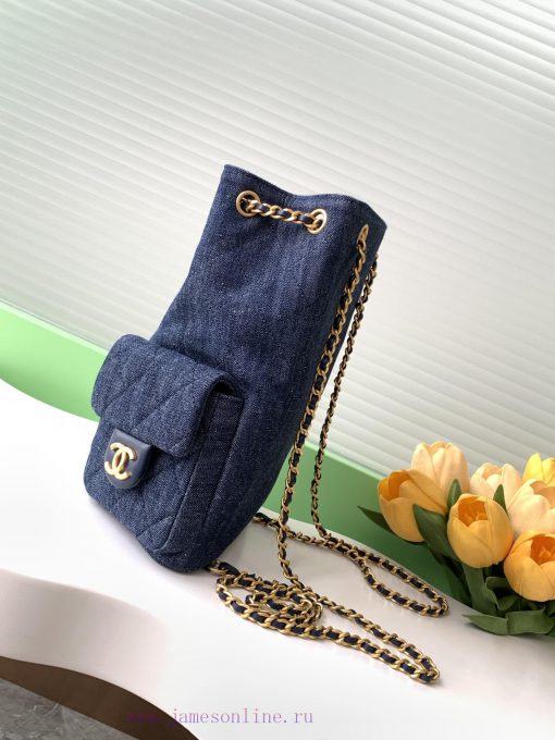 Chanel Bag 25C Early Spring Vacation Series Denim Backpack Shoulder Straps Still Leather Cha xagorffo - Image 3