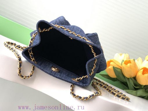 Chanel Bag 25C Early Spring Vacation Series Denim Backpack Shoulder Straps Still Leather Cha xagorffo - Image 9