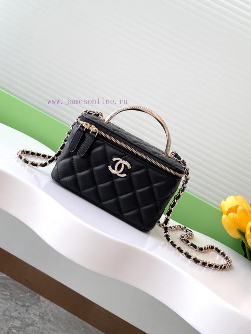 Chanel Bag 24K Limited Edition Diamond Handle Long Box Bag Makeup Slant Cross Bag with Diamo jvneqjfh