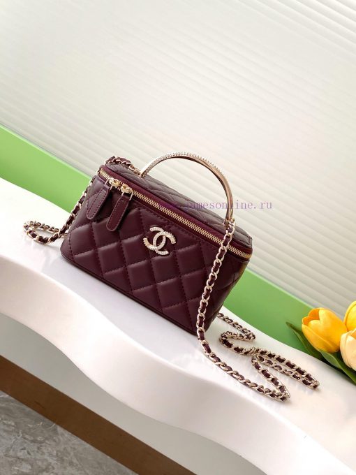 Chanel Bag 24K Limited Edition Diamond Handle Long Box Bag Makeup Slant Cross Bag with Diamo fq41e4l5