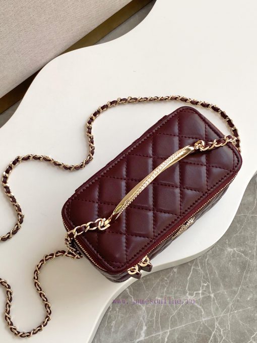 Chanel Bag 24K Limited Edition Diamond Handle Long Box Bag Makeup Slant Cross Bag with Diamo fq41e4l5 - Image 8