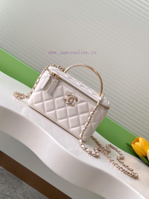 Chanel Bag 24K Limited Edition Diamond Handle Long Box Bag Makeup Slant Cross Bag with Diamo 8nat874t