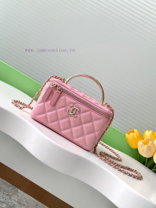 Chanel Bag 24K Limited Edition Diamond Handle Long Box Bag Makeup Slant Cross Bag with Diamo t0next2o