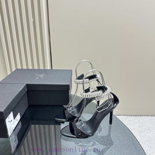 Giuseppe ZanottiGZ 2024s new rhinestone high heelsLacquer leather shoe headpiece with rhines4le55f2m