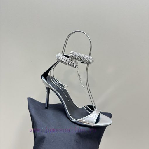 Giuseppe ZanottiGZ 2024s new rhinestone high heelsLacquer leather shoe headpiece with rhinest1mcb61l - Image 8