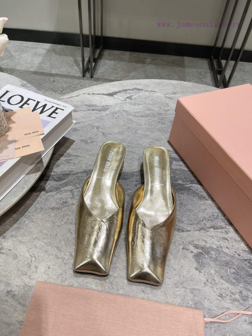 MIU MIU 24 Spring/Summer New Collection Retro Square Head Thick Heel Cool DragSimple yet claf3abk3ba - Image 2