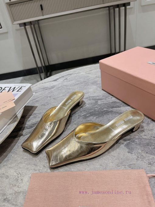 MIU MIU 24 Spring/Summer New Collection Retro Square Head Thick Heel Cool DragSimple yet claf3abk3ba - Image 5