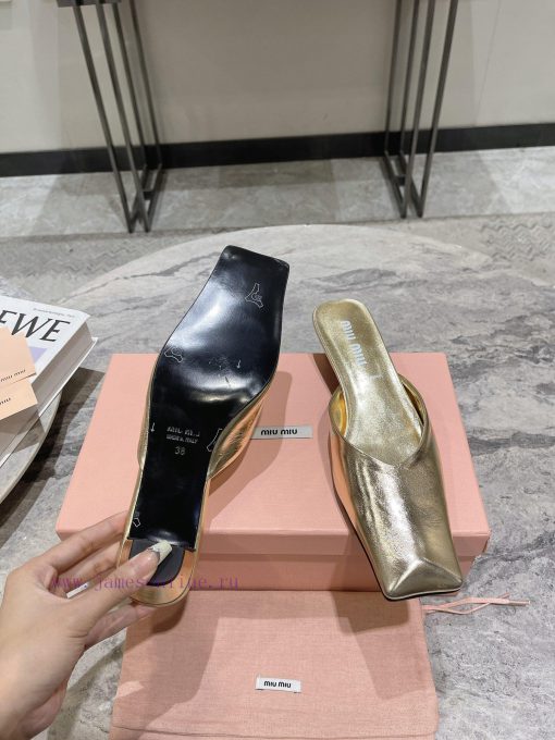 MIU MIU 24 Spring/Summer New Collection Retro Square Head Thick Heel Cool DragSimple yet claf3abk3ba - Image 6