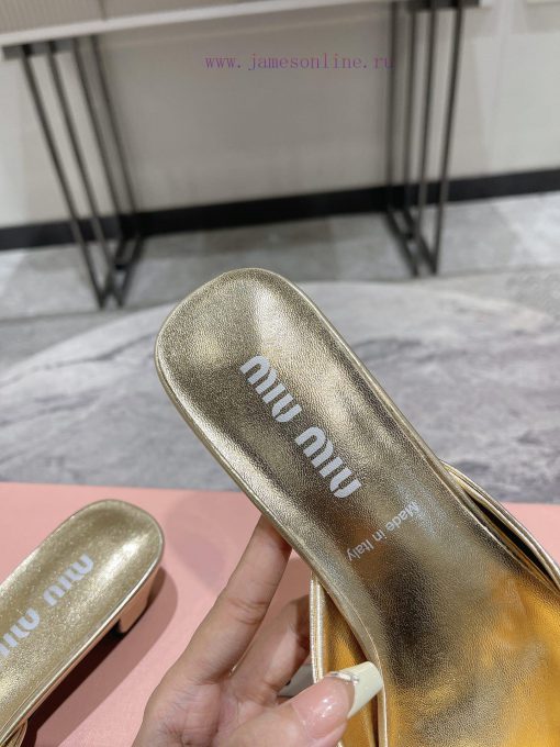 MIU MIU 24 Spring/Summer New Collection Retro Square Head Thick Heel Cool DragSimple yet claf3abk3ba - Image 7