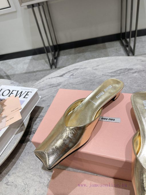 MIU MIU 24 Spring/Summer New Collection Retro Square Head Thick Heel Cool DragSimple yet claf3abk3ba - Image 8
