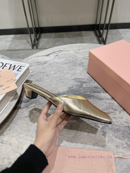 MIU MIU 24 Spring/Summer New Collection Retro Square Head Thick Heel Cool DragSimple yet claf3abk3ba - Image 9