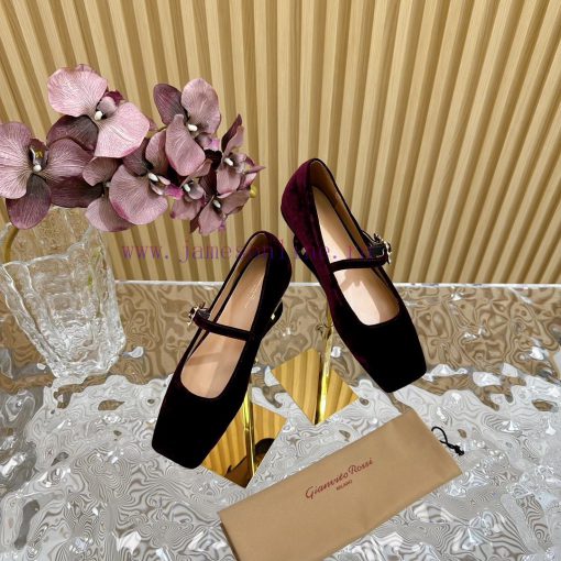 Gianvit Ross 2024 Early Spring Synchronized New Mary Jane Velvet Single Shoe is a delicate yhnfmuyac - Image 2