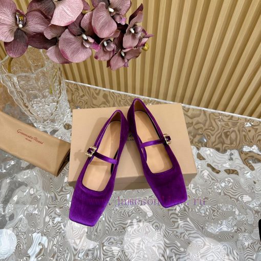 Gianvit Ross 2024 Early Spring Synchronized New Mary Jane Velvet Single Shoe is a delicate ywpoebaxg - Image 4