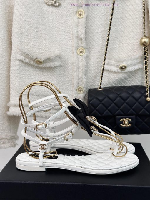 Chanel | Chanel 24P New ProductFlat bow camellia sandalsThe shoe upper is made of imported sbervqyad - Image 2