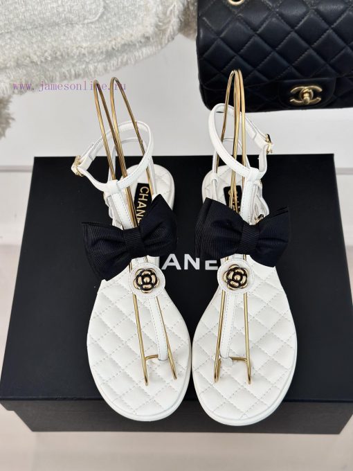 Chanel | Chanel 24P New ProductFlat bow camellia sandalsThe shoe upper is made of imported sbervqyad - Image 5