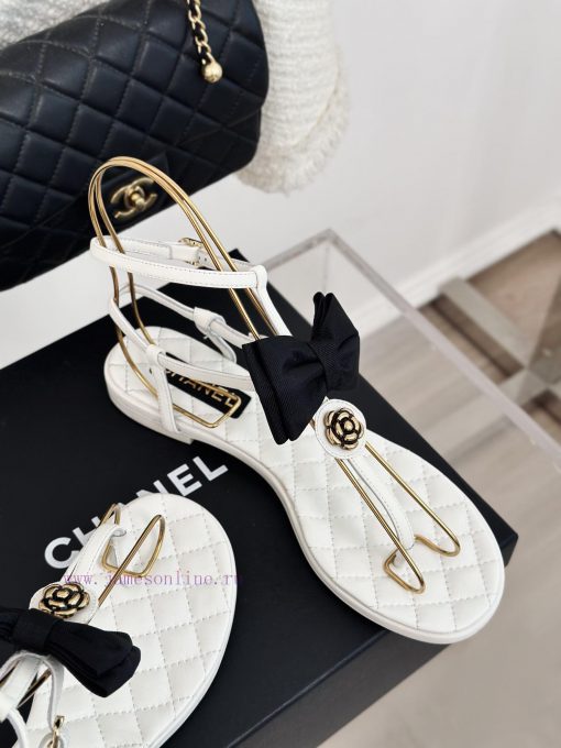 Chanel | Chanel 24P New ProductFlat bow camellia sandalsThe shoe upper is made of imported sbervqyad - Image 6