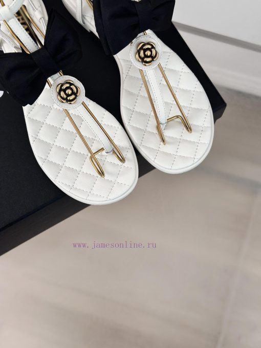 Chanel | Chanel 24P New ProductFlat bow camellia sandalsThe shoe upper is made of imported sbervqyad - Image 8