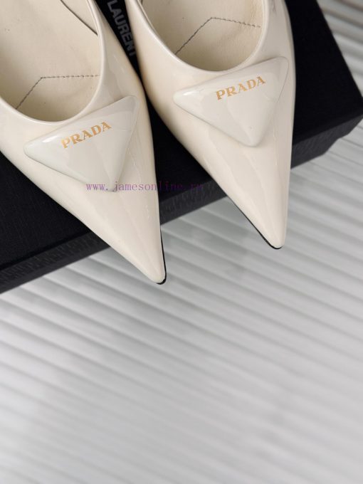 PRADA/PRADA Classic Spring/SummerTriangle logo sandals single shoe seriesThe simple design imawg1obe - Image 8