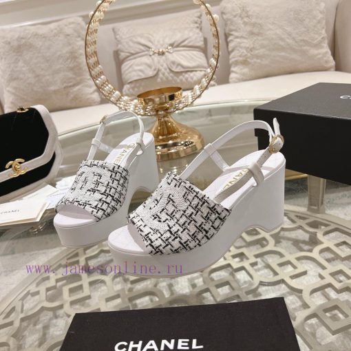 Chanel SS24 new arrival~Chanel classic wedge sandals with classic colors for spring and summnnxoc8wg - Image 4