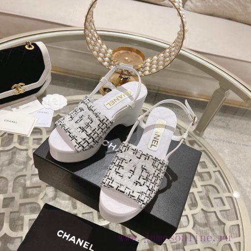 Chanel SS24 new arrival~Chanel classic wedge sandals with classic colors for spring and summnnxoc8wg - Image 6