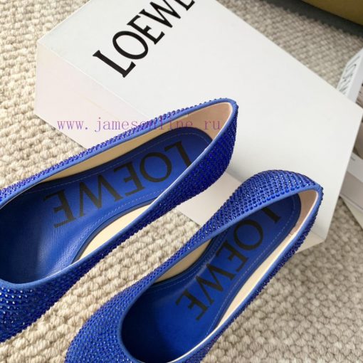 LOEWE 2024 Spring/Summer Fashion Style Yang Mi Same Style Hot Diamond Crystal Shoes High Heev5xdu104 - Image 8